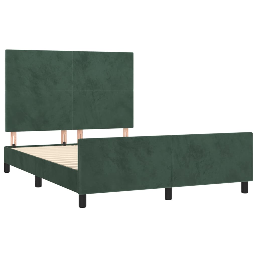 Cadre de lit sans matelas vert foncé 140x190 cm velours - XIOS