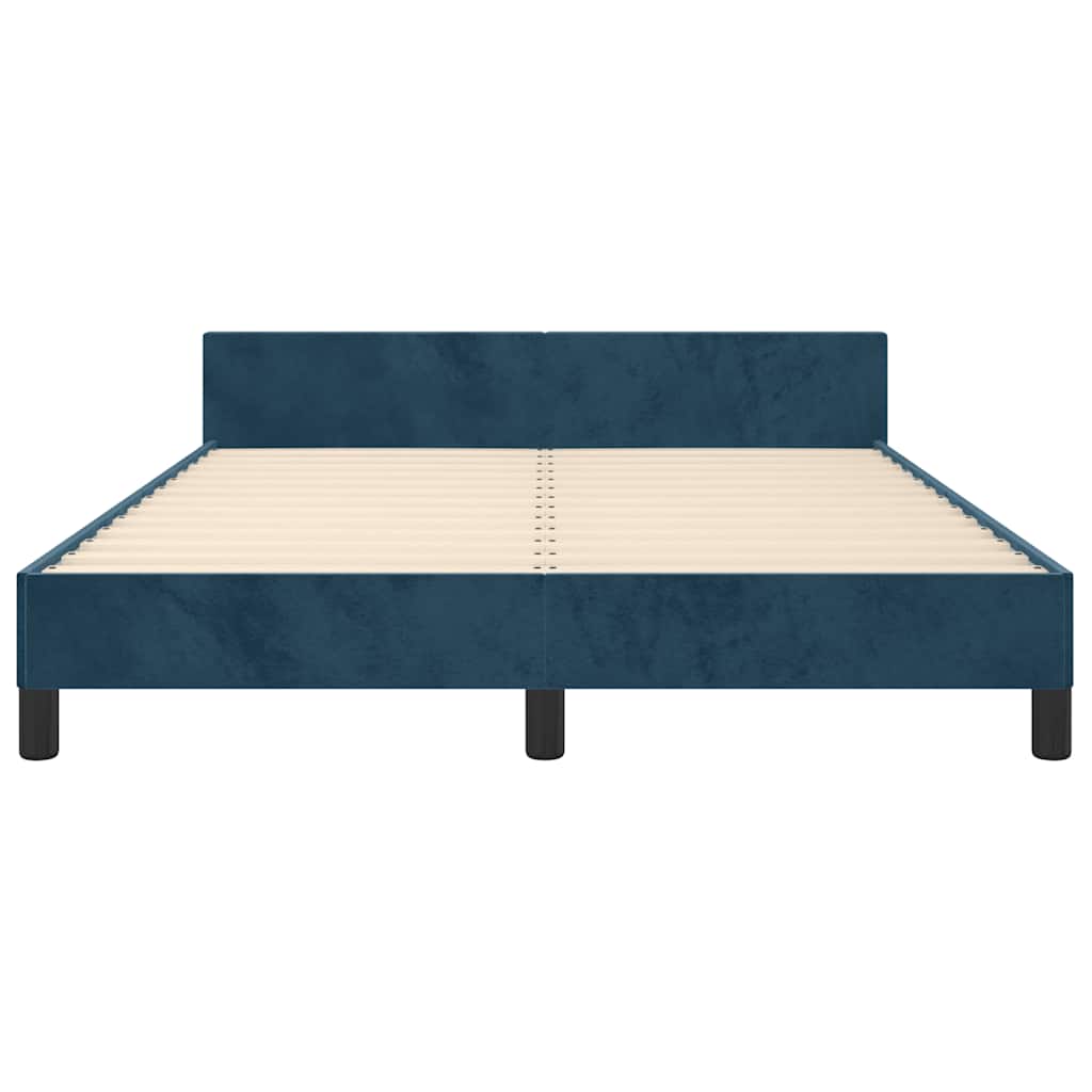 Cadre de lit sans matelas bleu foncé 140x190 cm velours - XIOS