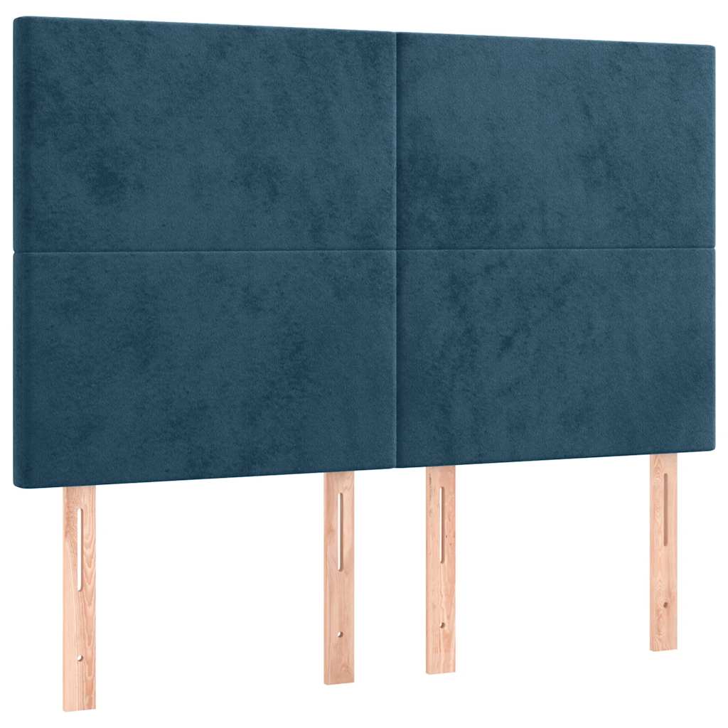 Cadre de lit sans matelas bleu foncé 140x190 cm velours - XIOS