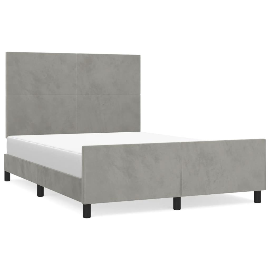 Cadre de lit sans matelas gris clair 140x200 cm velours - XIOS