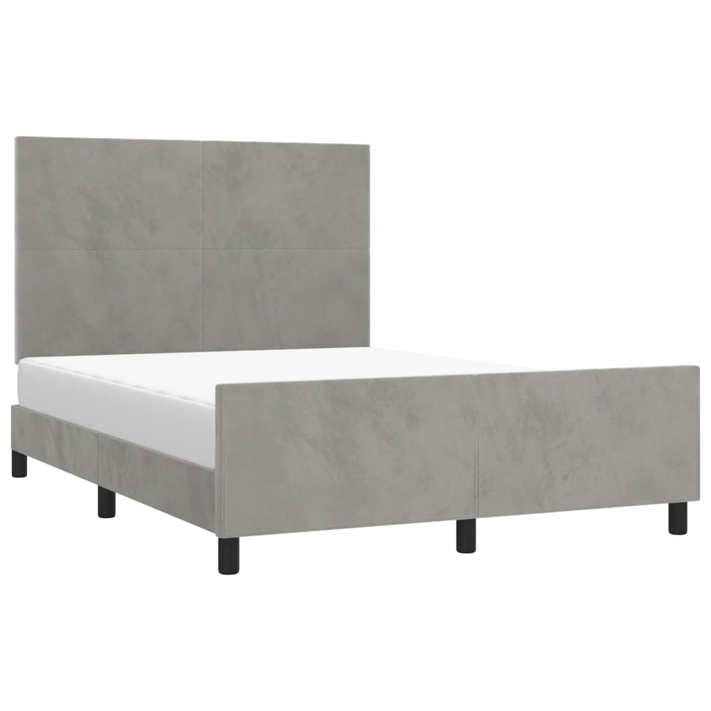 Cadre de lit sans matelas gris clair 140x200 cm velours - XIOS