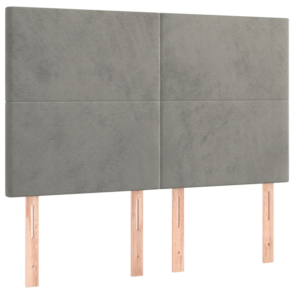 Cadre de lit sans matelas gris clair 140x200 cm velours - XIOS