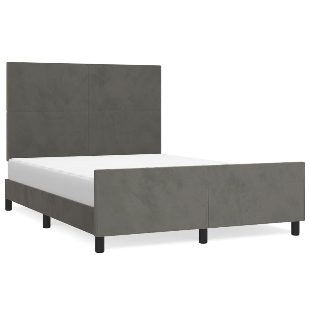 Cadre de lit sans matelas gris foncé 140x200 cm velours - XIOS