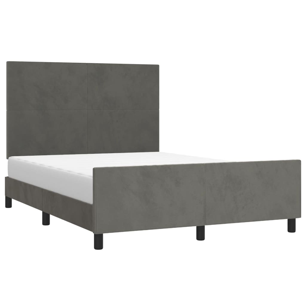 Cadre de lit sans matelas gris foncé 140x200 cm velours - XIOS