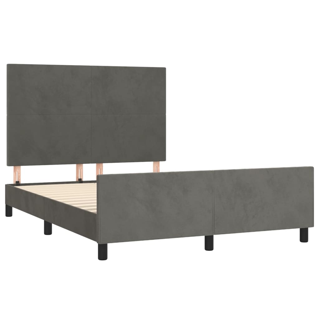 Cadre de lit sans matelas gris foncé 140x200 cm velours - XIOS