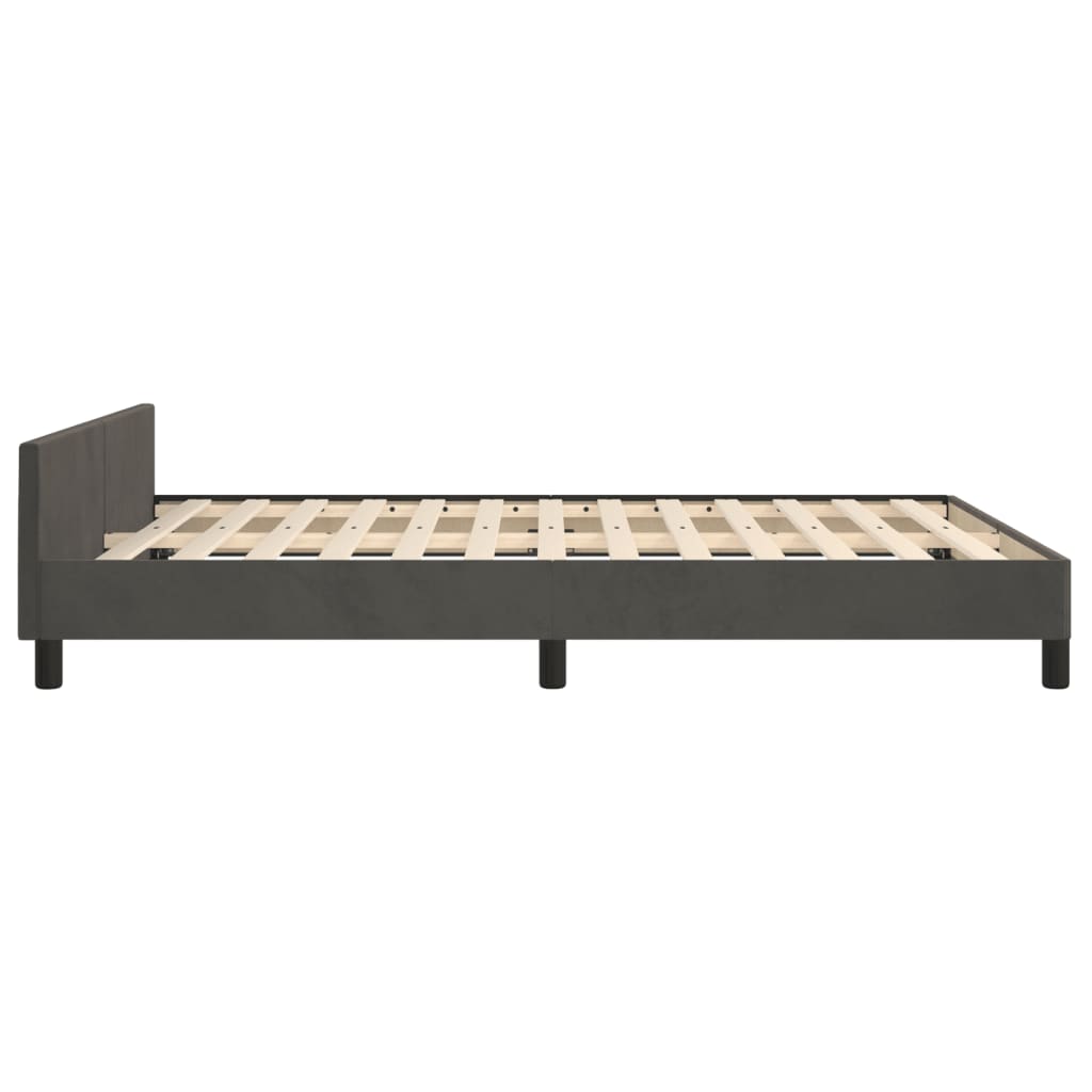 Cadre de lit sans matelas gris foncé 140x200 cm velours - XIOS