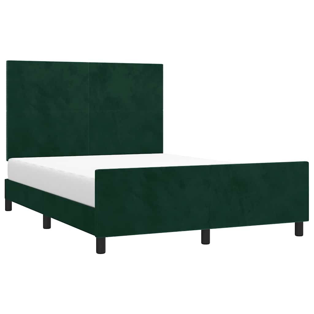Cadre de lit sans matelas vert foncé 140x200 cm velours - XIOS