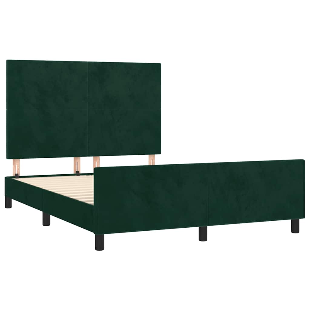 Cadre de lit sans matelas vert foncé 140x200 cm velours - XIOS