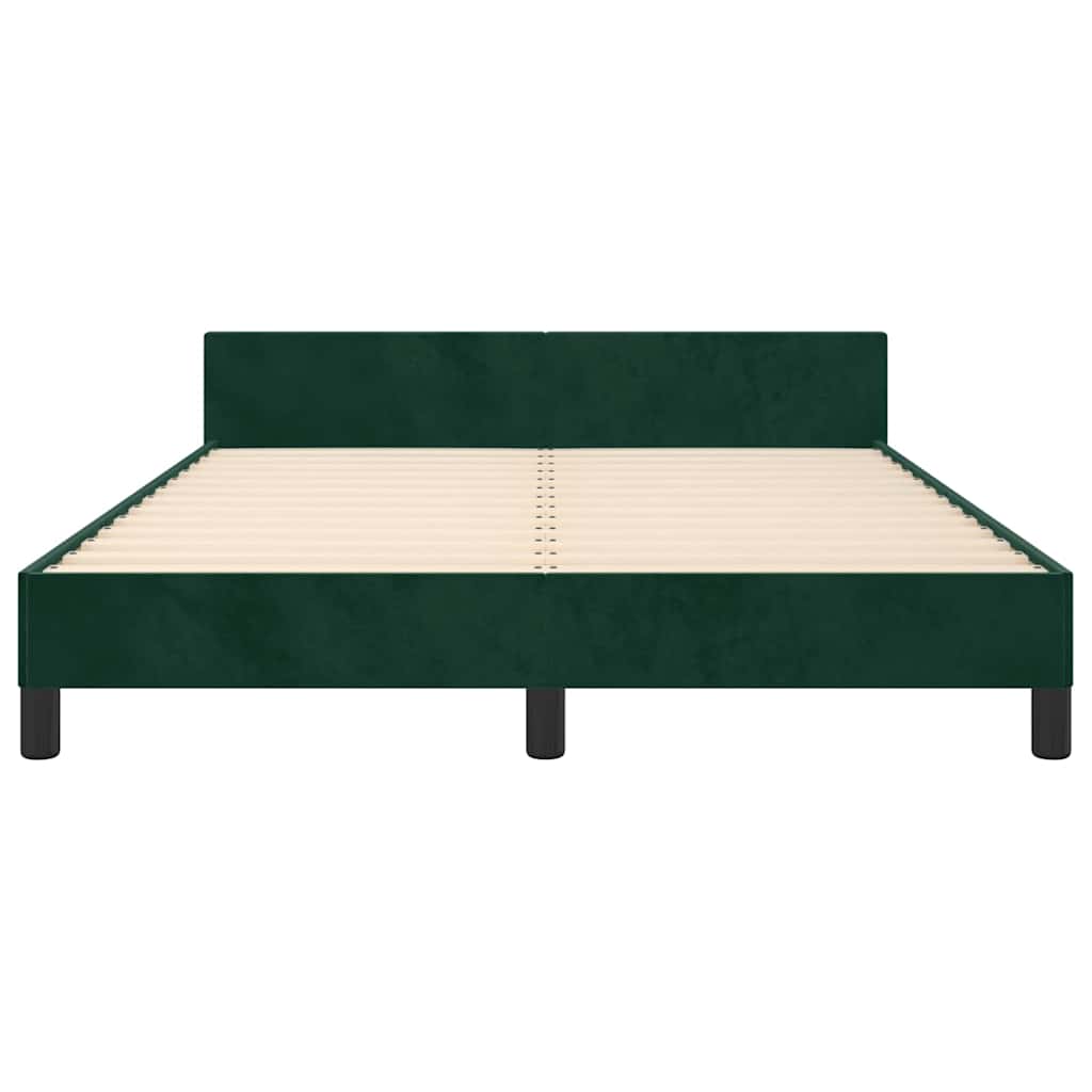 Cadre de lit sans matelas vert foncé 140x200 cm velours - XIOS