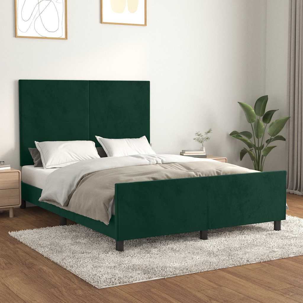 Cadre de lit sans matelas vert foncé 140x200 cm velours - XIOS