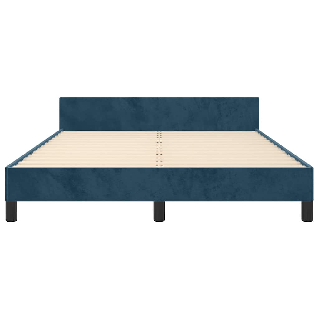 Cadre de lit sans matelas bleu foncé 140x200 cm velours - XIOS