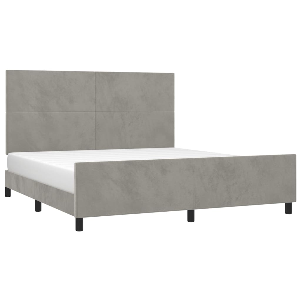 Cadre de lit sans matelas gris clair 160x200 cm velours - XIOS