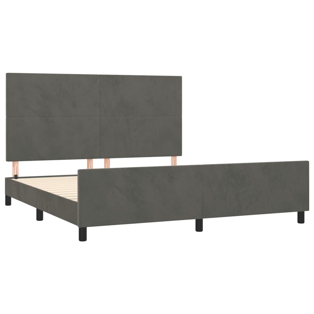 Cadre de lit sans matelas gris foncé 160x200 cm velours - XIOS