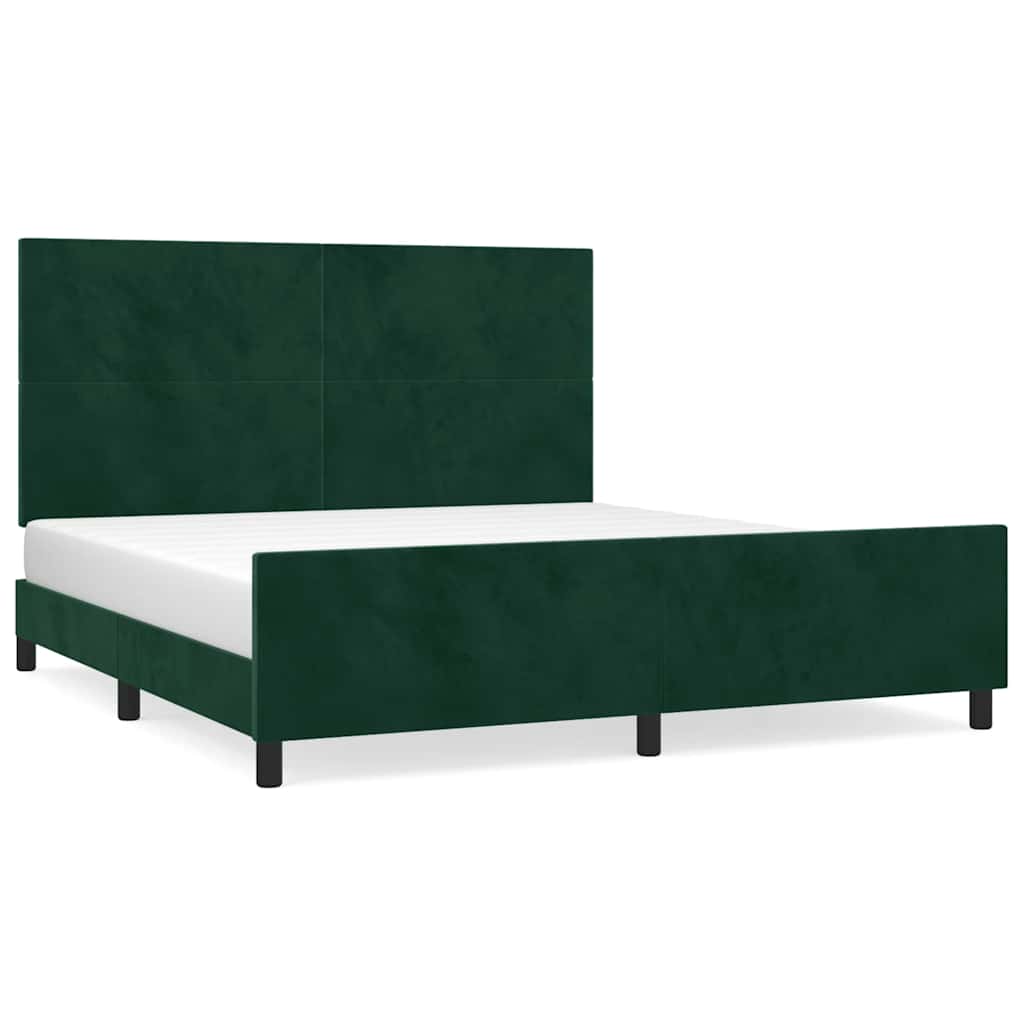 Cadre de lit sans matelas vert foncé 160x200 cm velours - XIOS