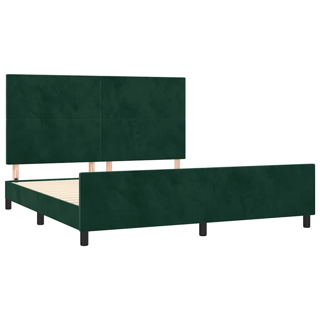 Cadre de lit sans matelas vert foncé 160x200 cm velours - XIOS