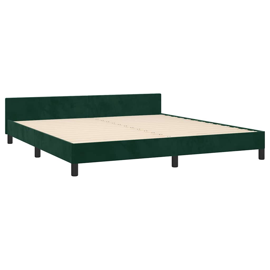 Cadre de lit sans matelas vert foncé 160x200 cm velours - XIOS