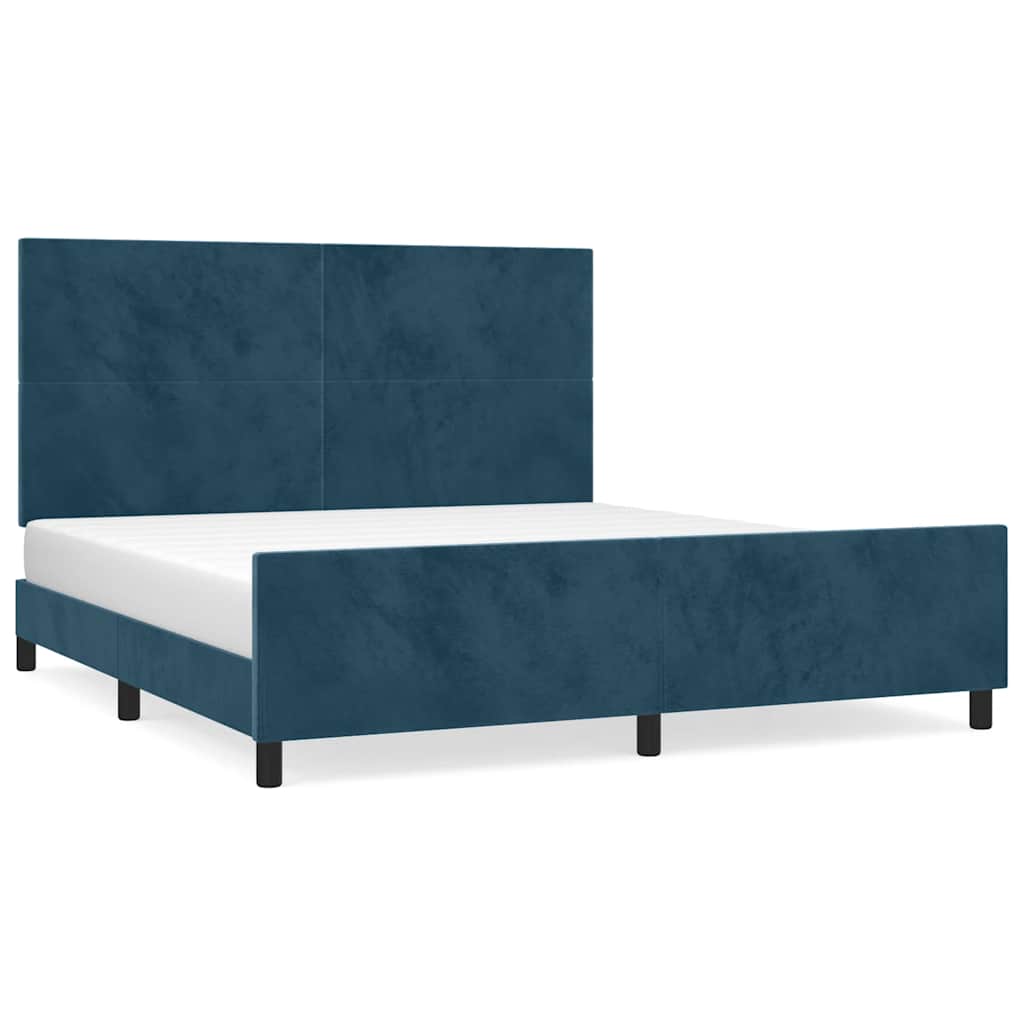 Cadre de lit sans matelas bleu foncé 160x200 cm velours - XIOS