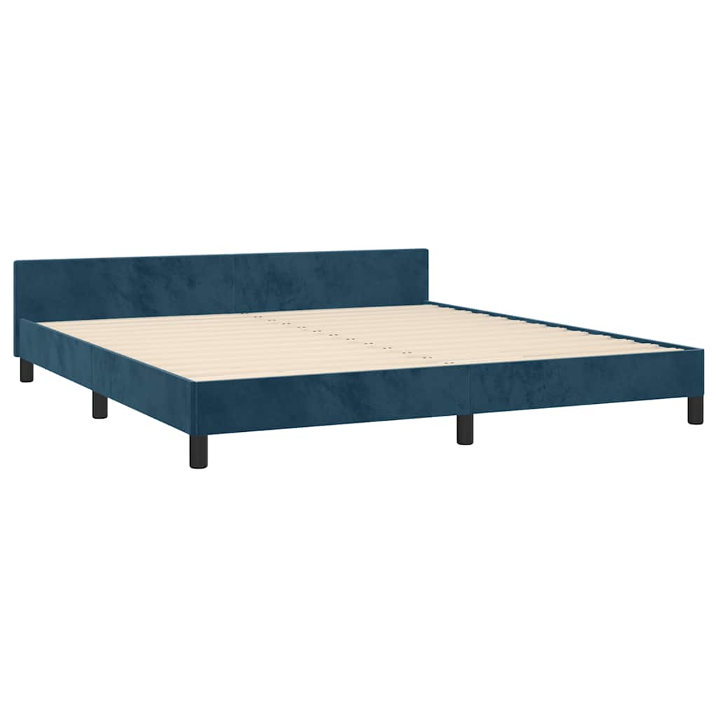 Cadre de lit sans matelas bleu foncé 160x200 cm velours - XIOS