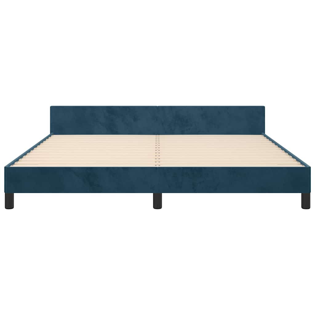 Cadre de lit sans matelas bleu foncé 160x200 cm velours - XIOS