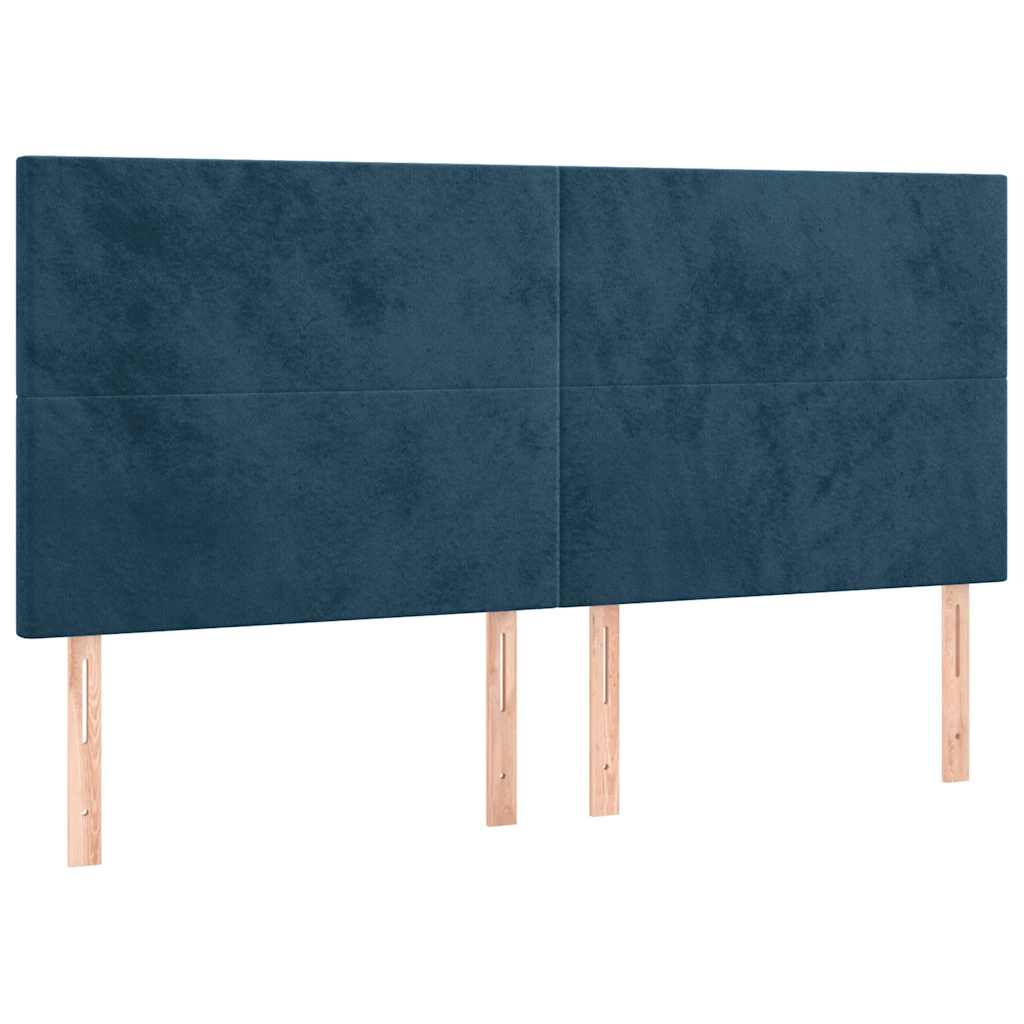 Cadre de lit sans matelas bleu foncé 160x200 cm velours - XIOS