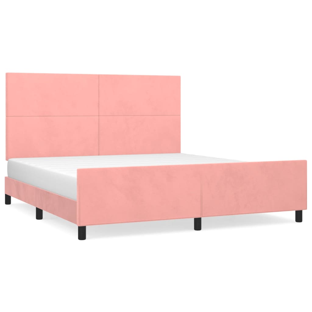 Cadre de lit sans matelas rose 160x200 cm velours - XIOS