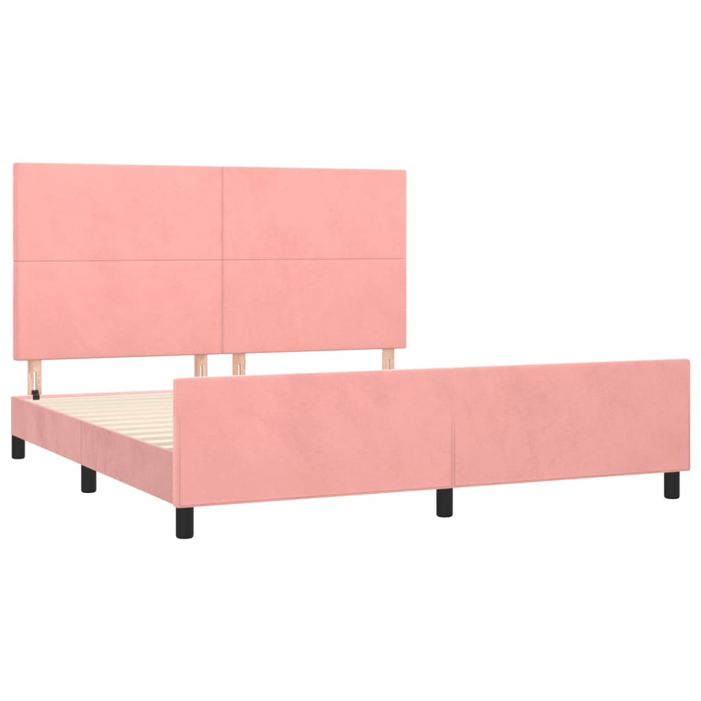 Cadre de lit sans matelas rose 160x200 cm velours - XIOS