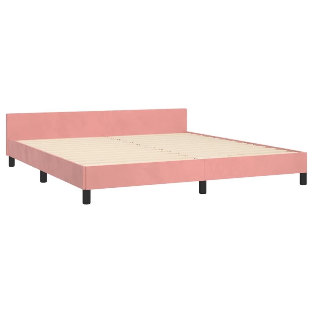 Cadre de lit sans matelas rose 160x200 cm velours - XIOS