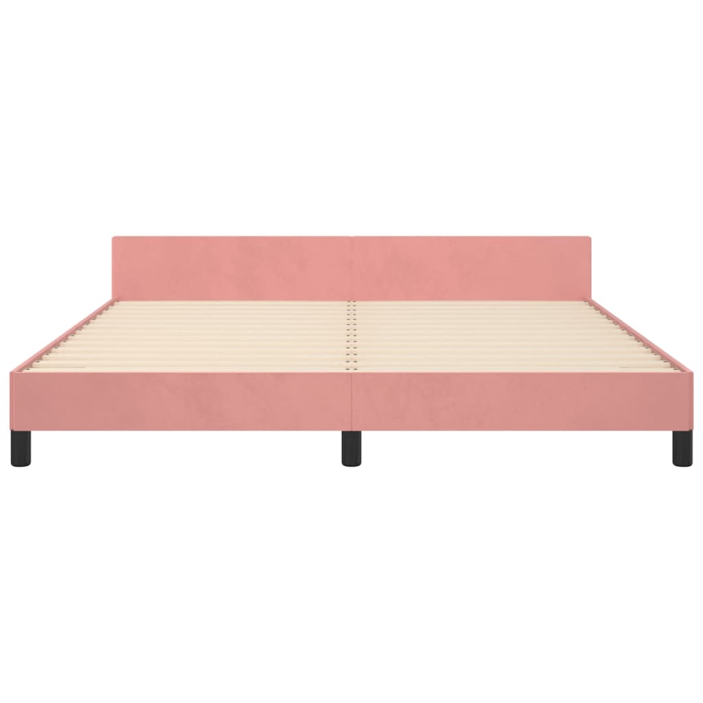 Cadre de lit sans matelas rose 160x200 cm velours - XIOS