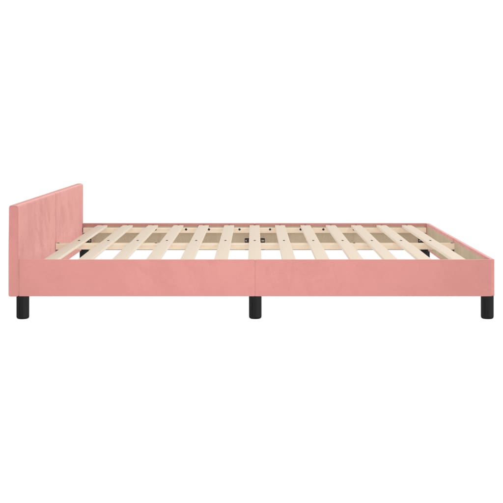 Cadre de lit sans matelas rose 160x200 cm velours - XIOS