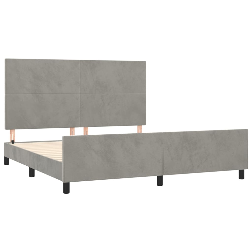 Cadre de lit sans matelas gris clair velours - XIOS