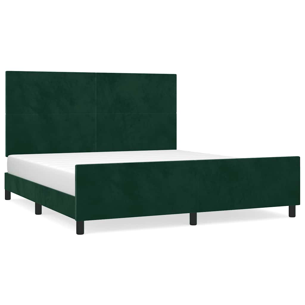 Cadre de lit sans matelas vert foncé velours - XIOS