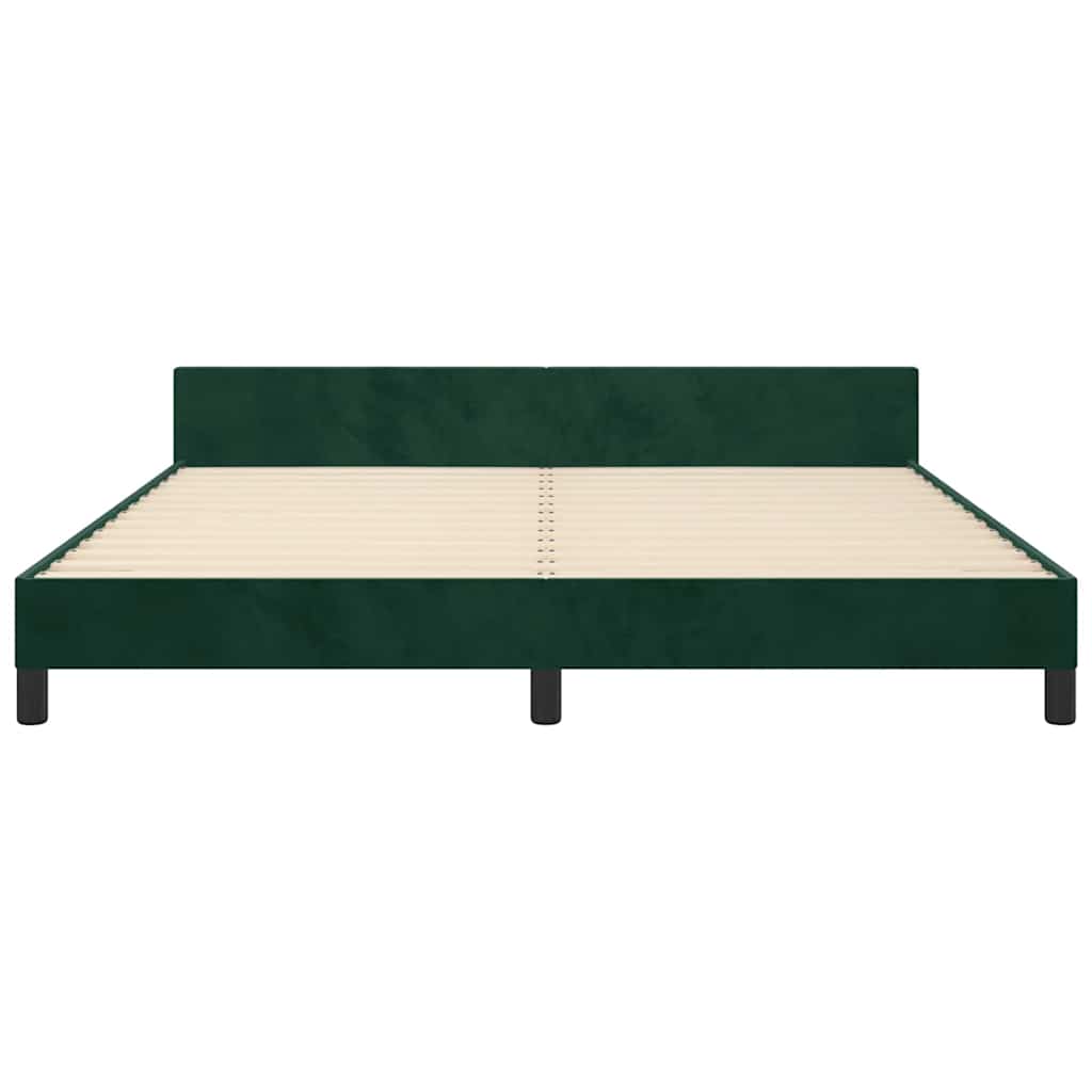 Cadre de lit sans matelas vert foncé velours - XIOS