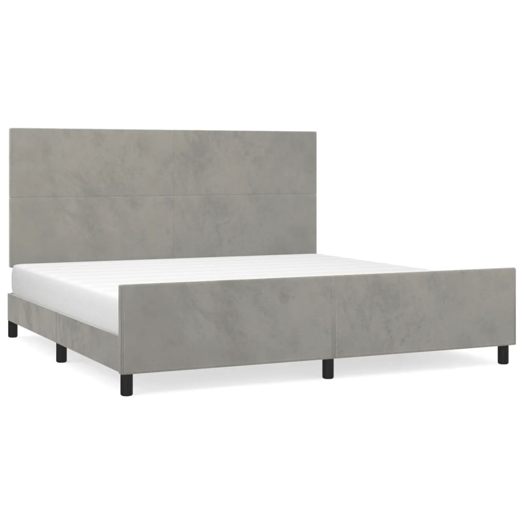 Cadre de lit sans matelas gris clair 200x200 cm velours - XIOS