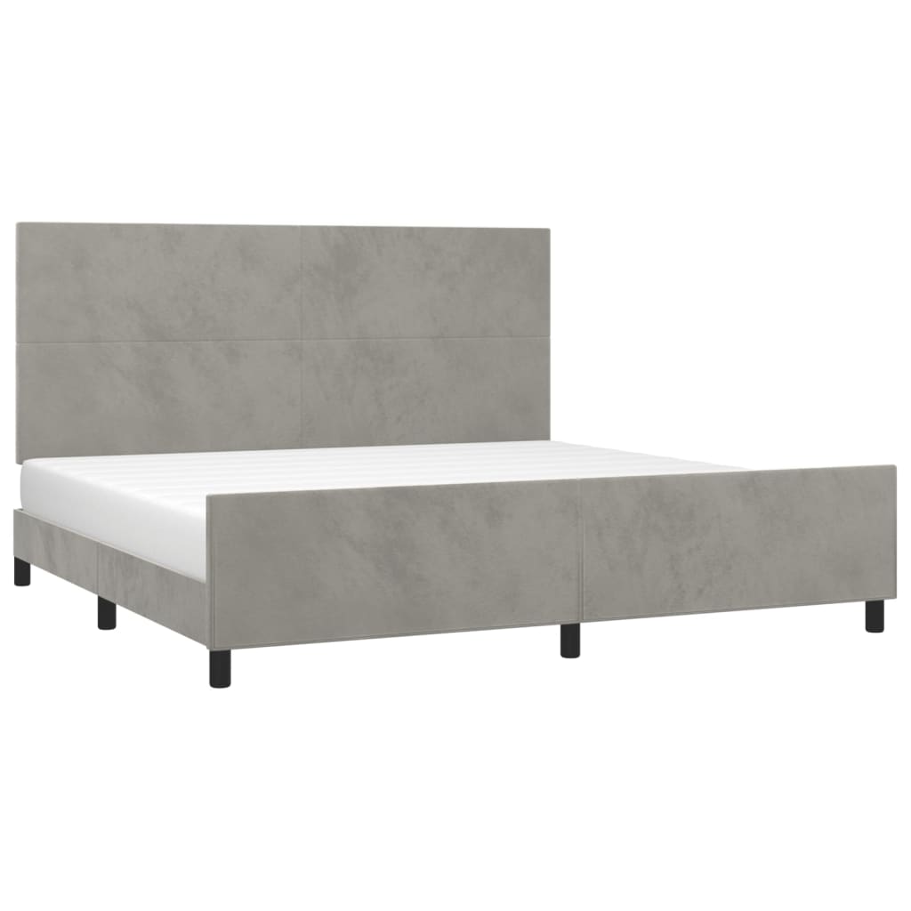 Cadre de lit sans matelas gris clair 200x200 cm velours - XIOS