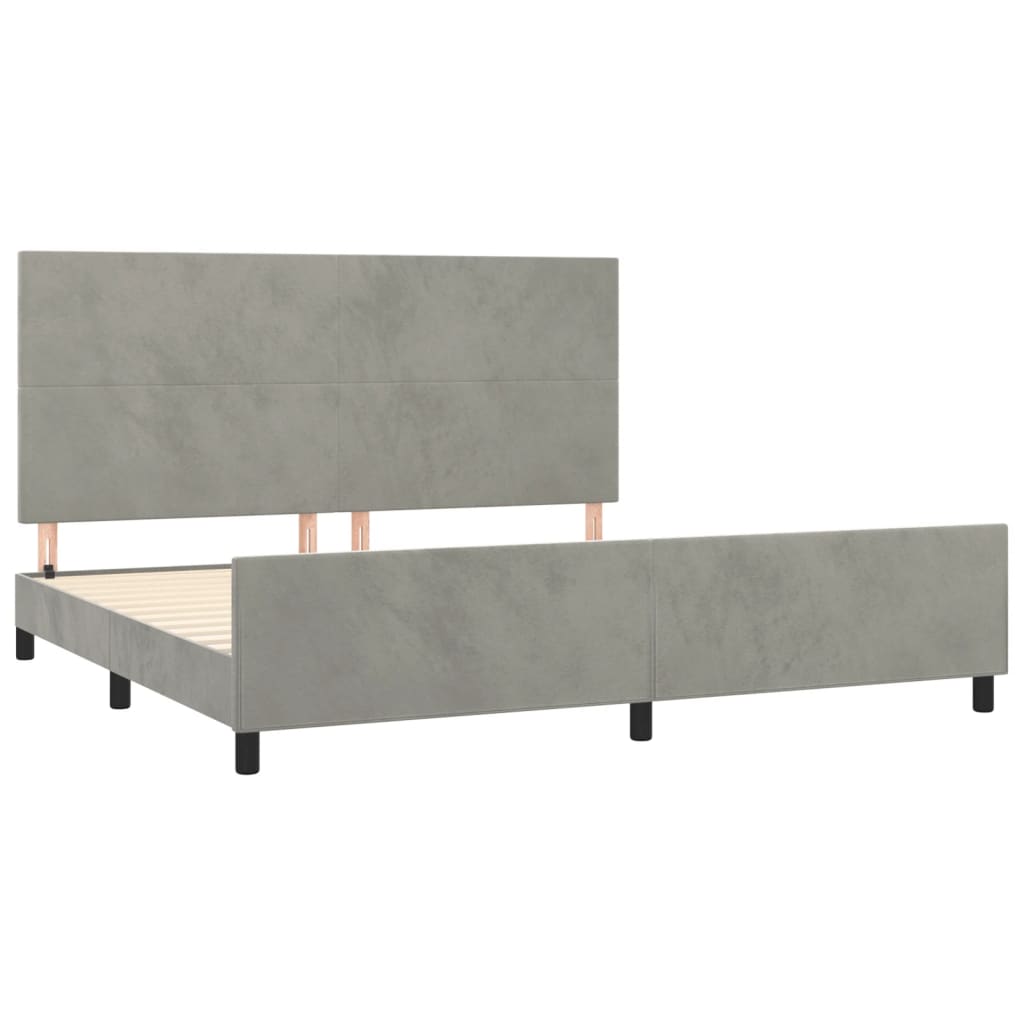 Cadre de lit sans matelas gris clair 200x200 cm velours - XIOS