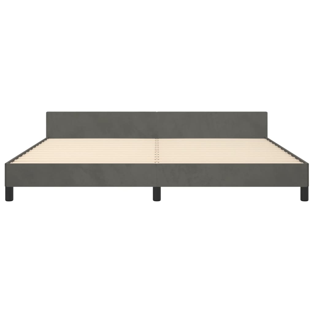 Cadre de lit sans matelas gris foncé 200x200 cm velours - XIOS