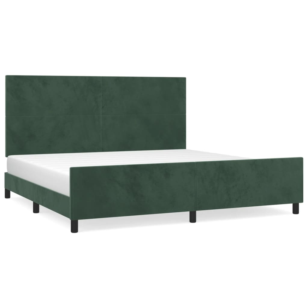 Cadre de lit sans matelas vert foncé 200x200 cm velours - XIOS