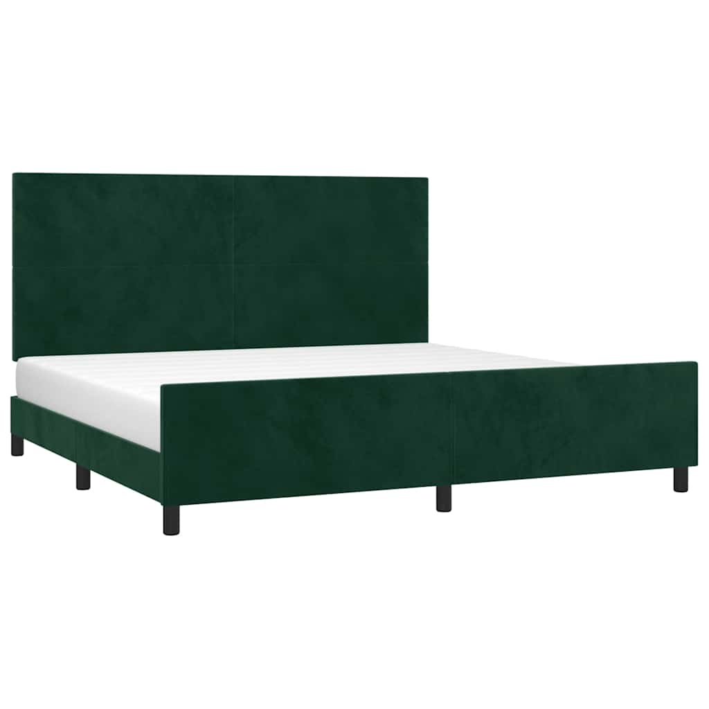 Cadre de lit sans matelas vert foncé 200x200 cm velours - XIOS