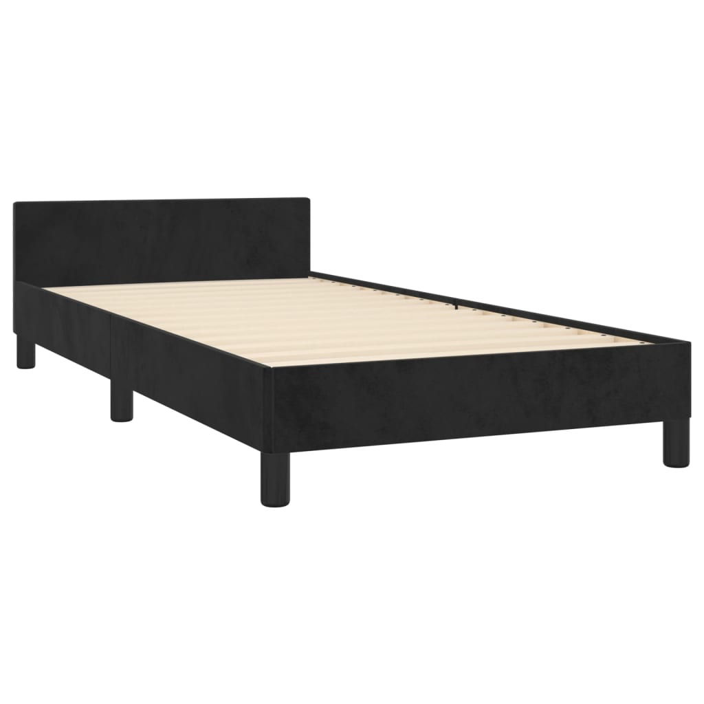 Cadre de lit sans matelas noir 90x190 cm velours - XIOS