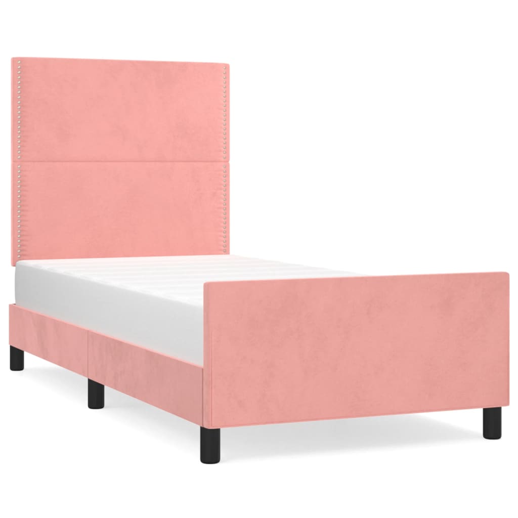 Cadre de lit sans matelas rose 100x200 cm velours - XIOS