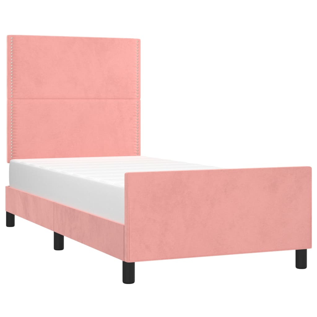 Cadre de lit sans matelas rose 100x200 cm velours - XIOS