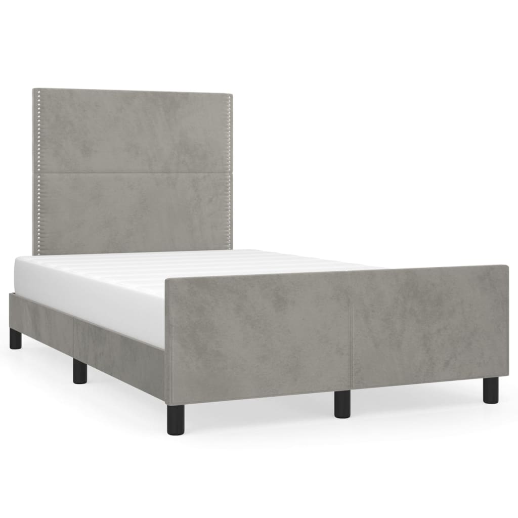 Cadre de lit sans matelas gris clair 120x200 cm velours - XIOS