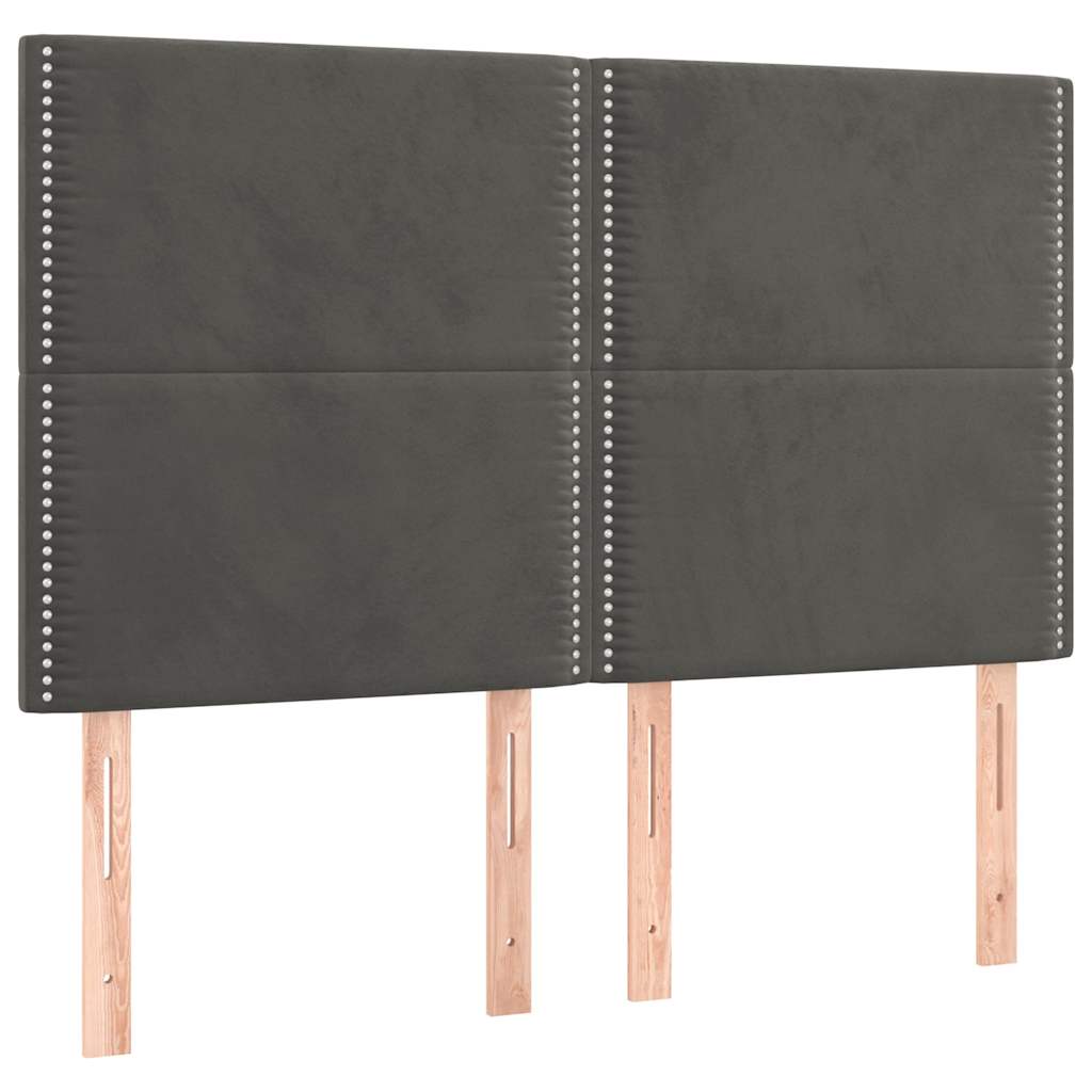 Cadre de lit sans matelas gris foncé 140x190 cm velours