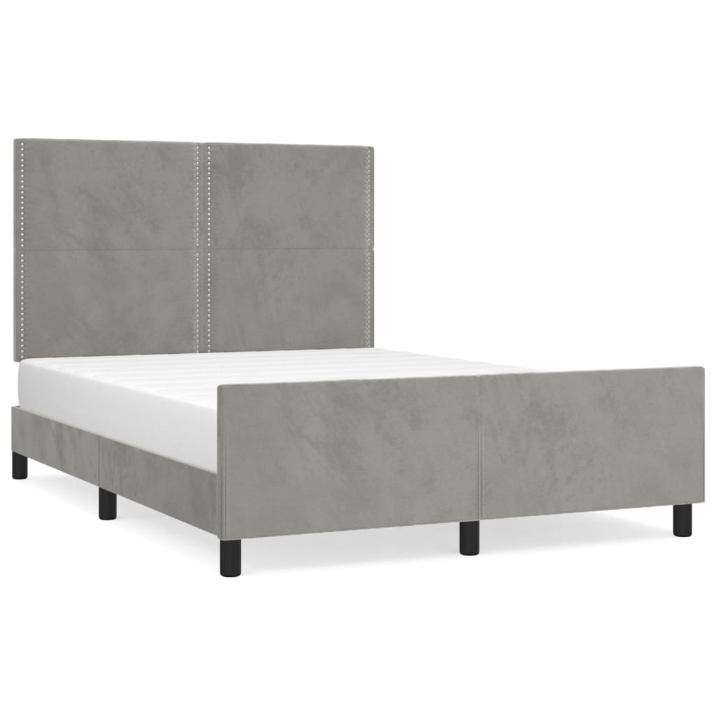 Cadre de lit sans matelas gris clair 140x200 cm velours - XIOS