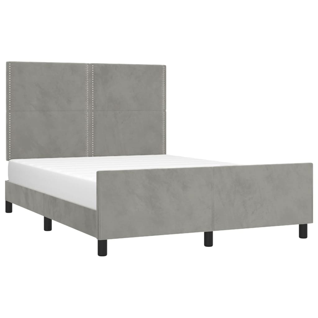 Cadre de lit sans matelas gris clair 140x200 cm velours - XIOS