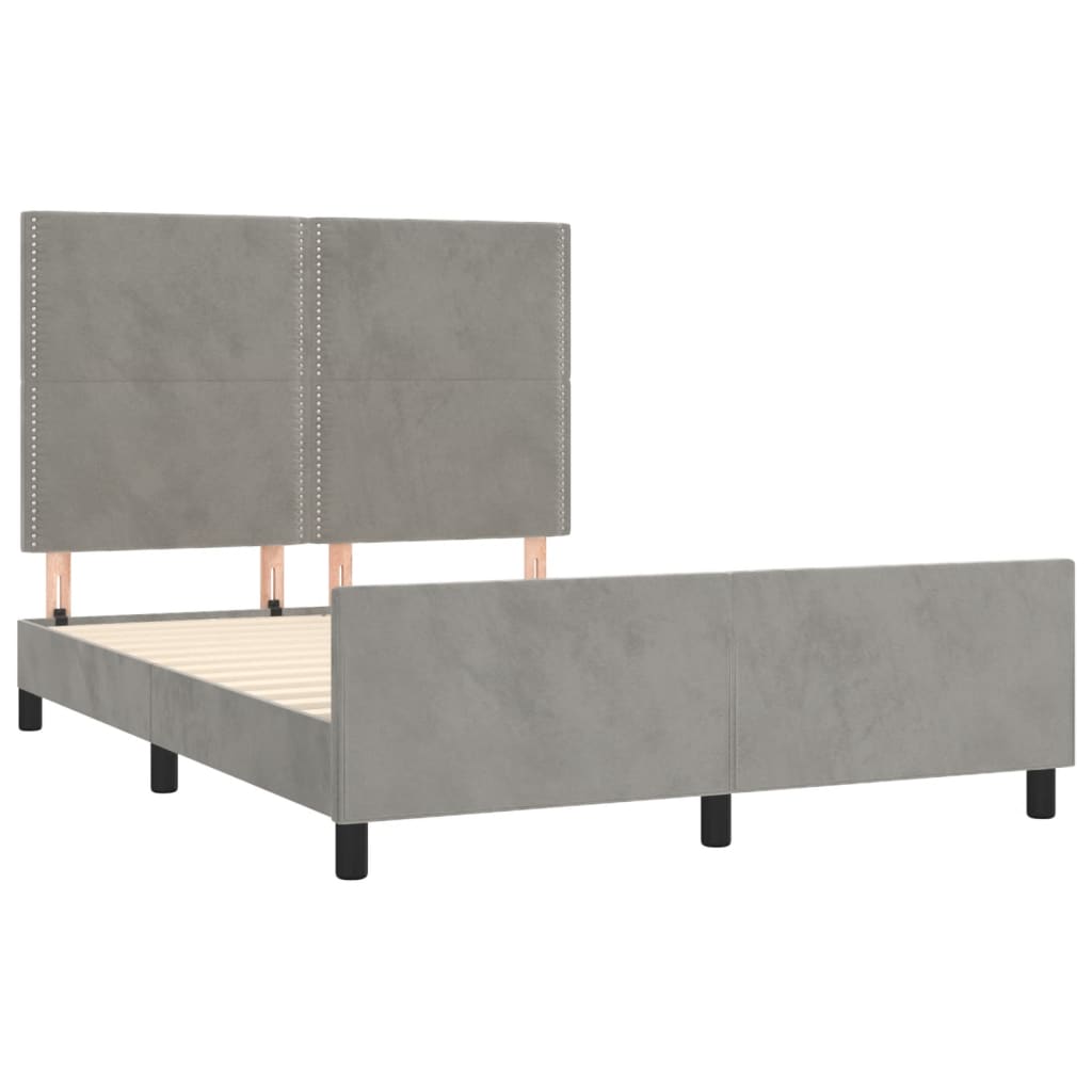 Cadre de lit sans matelas gris clair 140x200 cm velours - XIOS