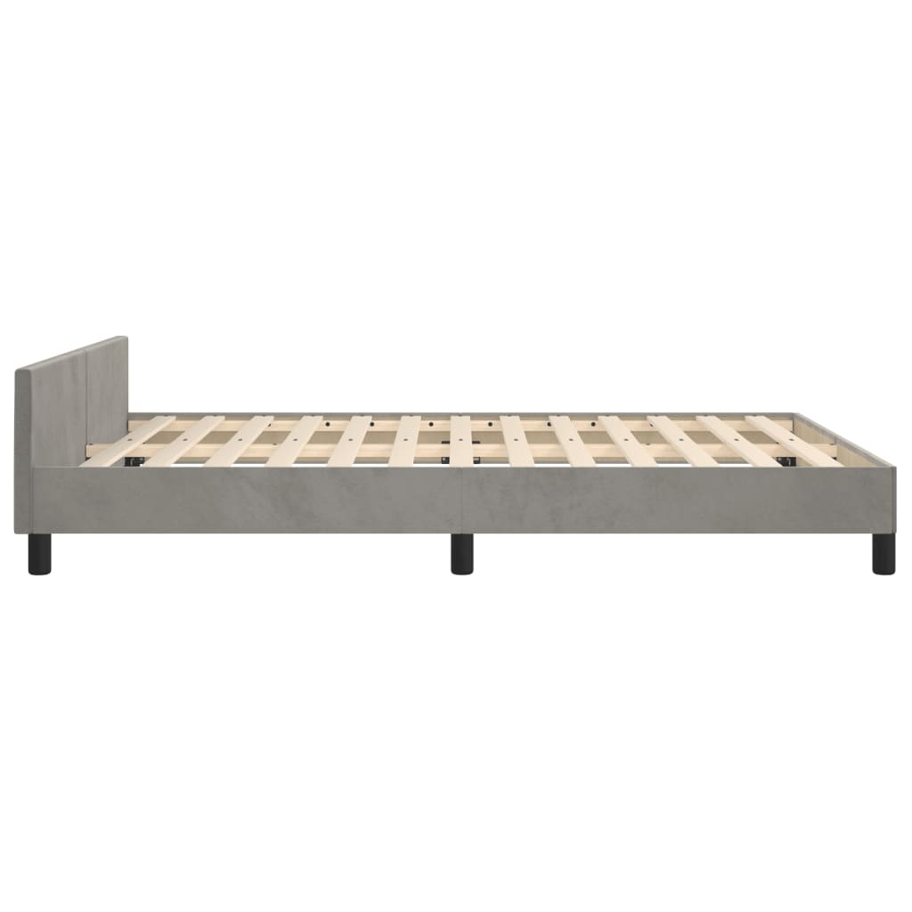 Cadre de lit sans matelas gris clair 140x200 cm velours - XIOS