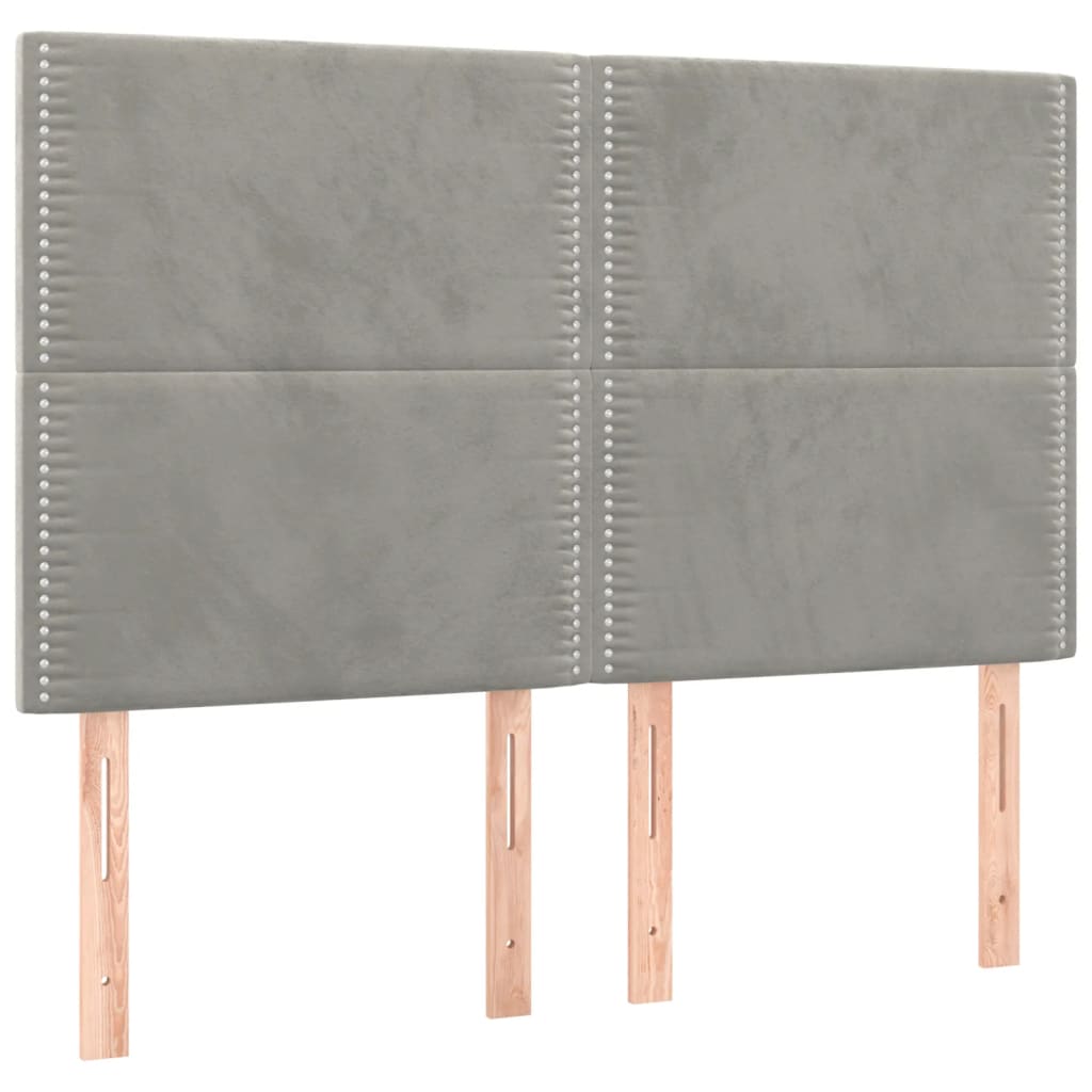 Cadre de lit sans matelas gris clair 140x200 cm velours - XIOS