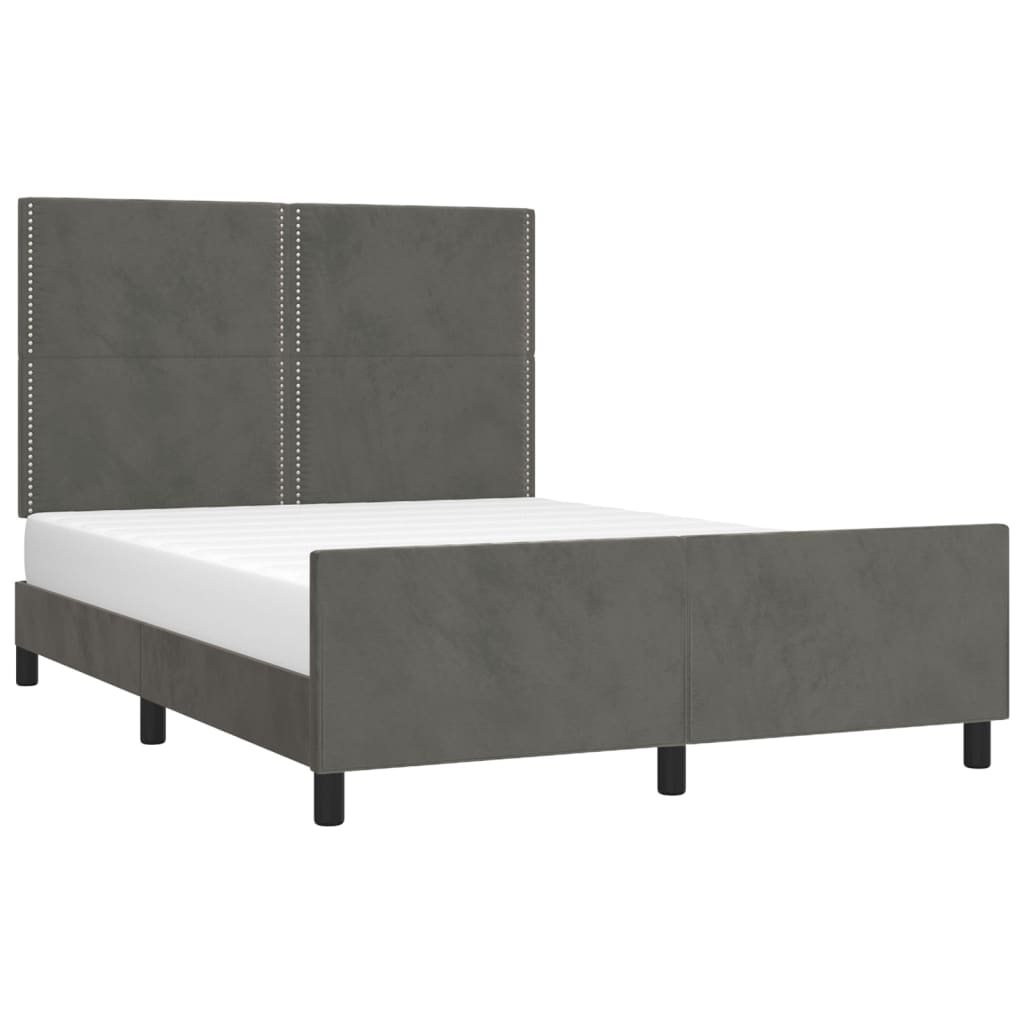 Cadre de lit sans matelas gris foncé 140x200 cm velours - XIOS