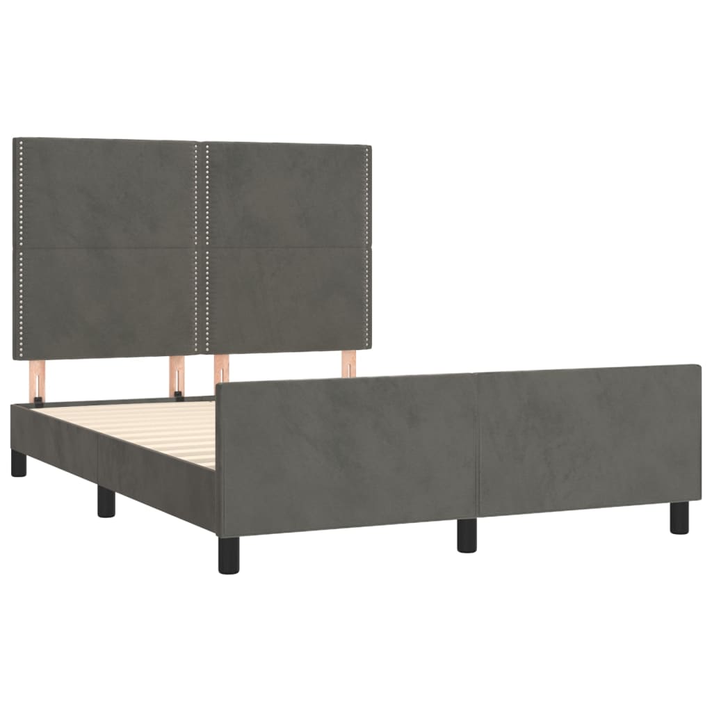 Cadre de lit sans matelas gris foncé 140x200 cm velours - XIOS